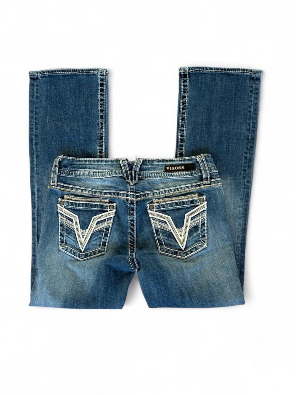 Vigoss Women's Dark Blue Bootcut Jeans with Embroidered Back Pockets